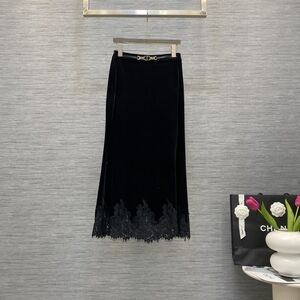 Dior temperament high waisted embroidered fish tail long skirt